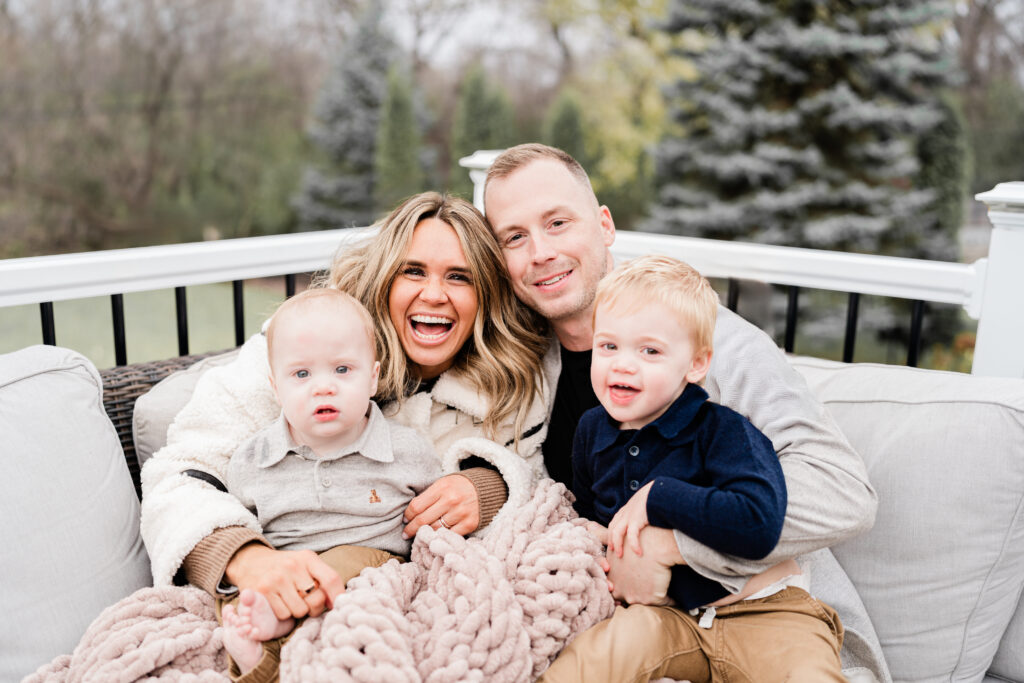 In-home, outside porch family lifestyle photoshoot in Minneapolis MN. 